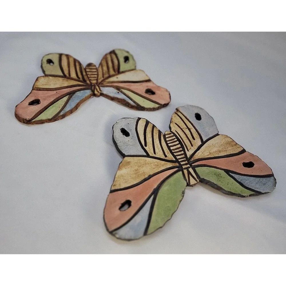 Wall Hanging Ceramic Butterfly Hand Painted Butterflies Watercolors